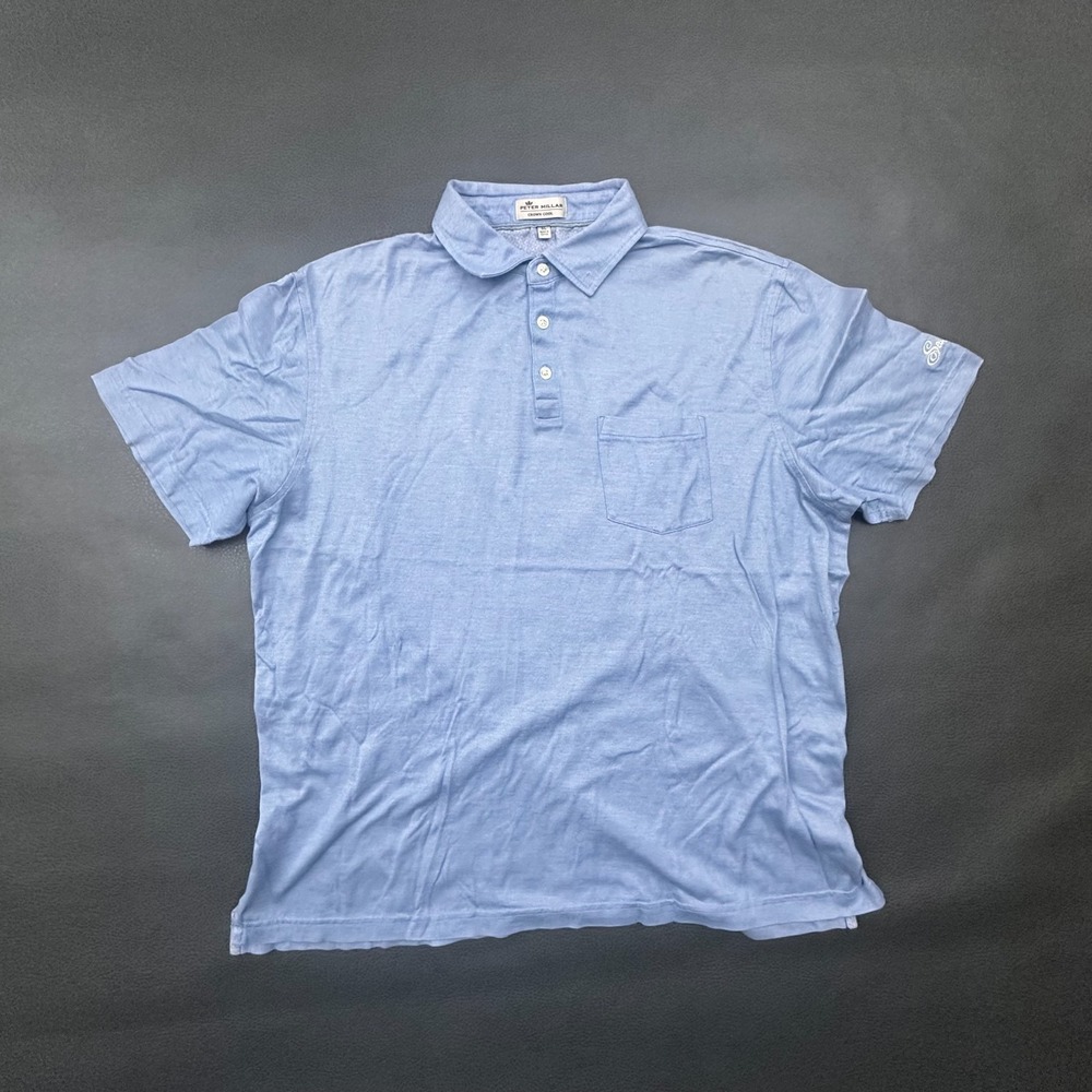 Peter Millar Shirt Mens XL Blue Crown Cool Sea Island Pocket Pullover Light